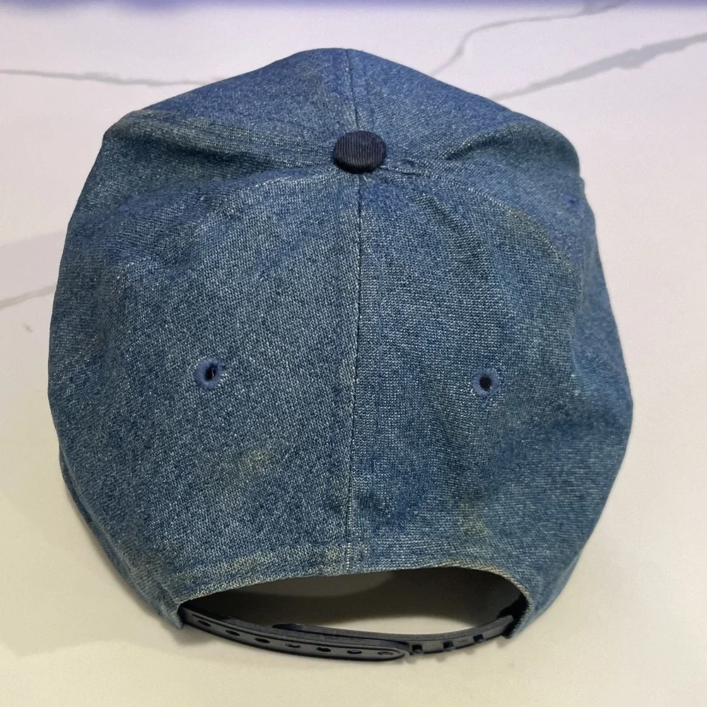 VTG Wendys Fast Food Restaurant Uniform Blue Denim Baseball Cap Hat Snapback